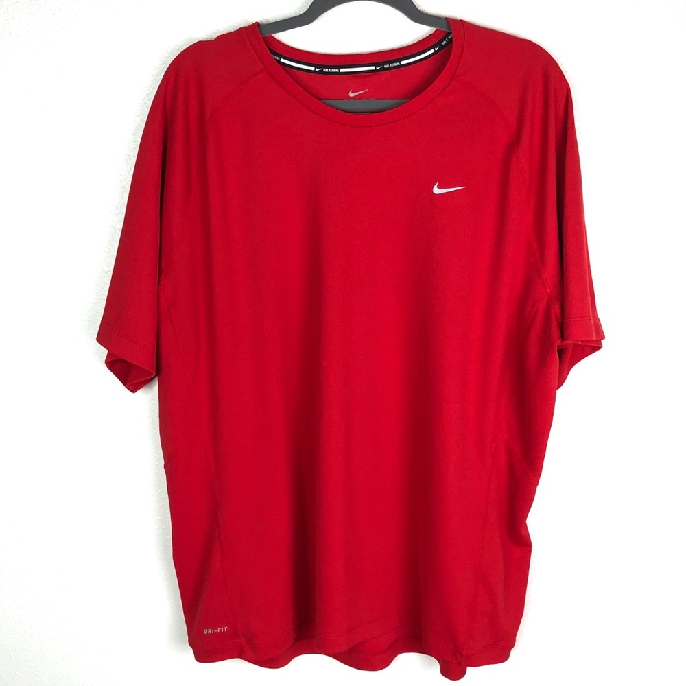 Nike MILLAR Running Dri-Fit Red Short Sleeve Shirt
